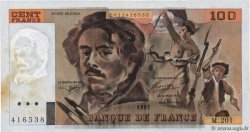 100 Francs DELACROIX imprimé en continu Fauté FRANCIA  1991 F.69bis.04a