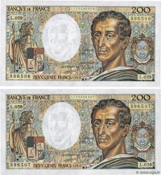 200 Francs MONTESQUIEU Consécutifs FRANCE  1988 F.70.08 UNC-