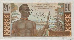 20 Francs Émile Gentil Spécimen AFRIQUE ÉQUATORIALE FRANÇAISE  1957 P.30s AU