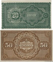 20 et 50 Pesos Non émis URUGUAY Montevideo 1887 PS.164r et 165r fST