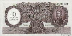 10 Pesos sur 1000 Pesos ARGENTINA  1969 P.284
