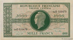 1000 Francs MARIANNE THOMAS DE LA RUE FRANCE  1945 VF.13.01 AU-