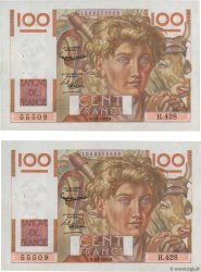 100 Francs JEUNE PAYSAN Consécutifs FRANCE  1952 F.28.31 XF-