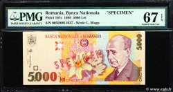 5000 Lei Spécimen ROMANIA  1998 P.107s q.FDC