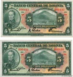 5 Bolivianos Consécutifs BOLIVIA  1928 P.120a XF