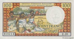 100 Francs - 20 Ariary MADAGASCAR  1966 P.057a