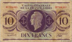 10 Francs FRENCH EQUATORIAL AFRICA Brazzaville 1944 P.11a VG