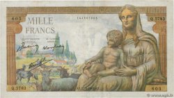 1000 Francs DÉESSE DÉMÉTER FRANCE  1943 F.40.25 VF