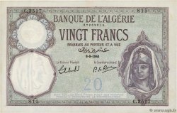 20 Francs ALGERIA  1941 P.078c q.SPL