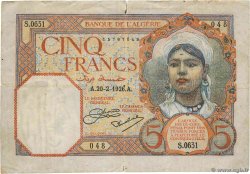 5 Francs ALGÉRIE  1926 P.077a