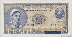 5 Lei ROMANIA  1952 P.083b q.FDC