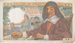 100 Francs DESCARTES FRANCE  1942 F.27.01 pr.TTB