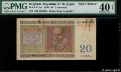 20 Francs Spécimen BELGIUM  1950 P.132as VF+