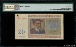 20 Francs Spécimen BELGIUM  1950 P.132as VF+