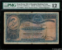 10 Dollars HONGKONG  1930 P.178a SGE
