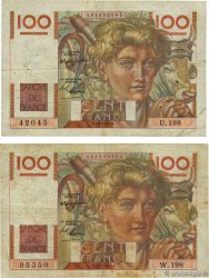 100 Francs JEUNE PAYSAN Lot FRANKREICH  1947 F.28.14 SGE