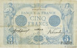 5 Francs BLEU FRANKREICH  1916 F.02.44