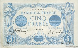 5 Francs BLEU FRANKREICH  1916 F.02.45