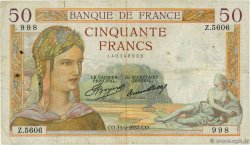 50 Francs CÉRÈS FRANCE  1937 F.17.34 B