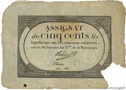 500 Livres FRANCE  1794 Ass.47 F
