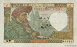 50 Francs JACQUES CŒUR FRANCE  1941 F.19.09 TTB