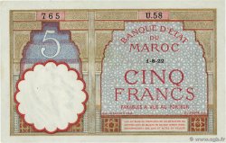 5 Francs MAROC  1922 P.23Aa SUP