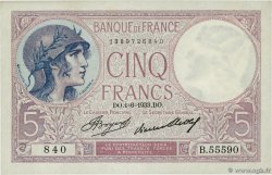 5 Francs FEMME CASQUÉE FRANCIA  1933 F.03.17