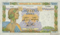 500 Francs LA PAIX FRANCE  1942 F.32.37 TTB