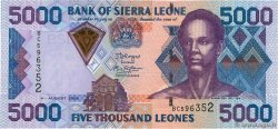 5000 Leones SIERRA LEONE  2002 P.27a FDC