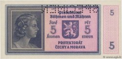 5 Korun Spécimen BOEMIA E MORAVIA  1940 P.04s FDC