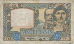20 Francs TRAVAIL ET SCIENCE FRANCE  1941 F.12.14 pr.TB