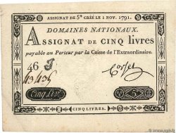 5 Livres FRANCIA  1791 Ass.20a q.AU