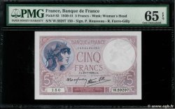 5 Francs FEMME CASQUÉE modifié FRANCE  1939 F.04.03