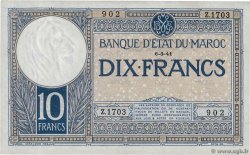 10 Francs MAROKKO  1941 P.17b VZ
