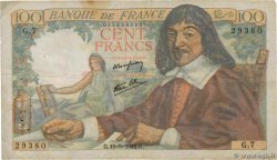 100 Francs DESCARTES FRANKREICH  1942 F.27.01