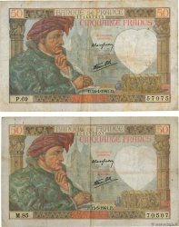 50 Francs JACQUES CŒUR Lot FRANCIA  1941 F.19.09 et F.19.11