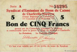 5 Francs FRANCE régionalisme et divers Charleville-Mezieres 1916 JP.08-085 TTB