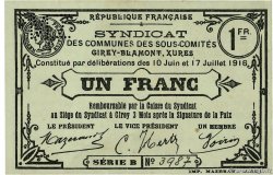 1 Franc FRANCE regionalismo e varie Girey-Blamont, Xures 1916 JP.54-016