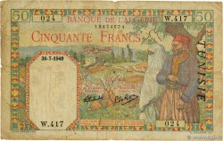 50 Francs TUNISIA  1940 P.12a