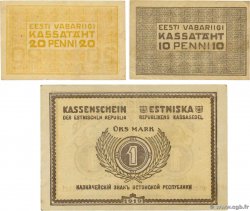 10, 20 Penni et 1 Marka Lot ESTONIE  1919 P.40a, P.41 et P.43 TTB
