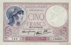 5 Francs FEMME CASQUÉE modifié FRANCE  1940 F.04.16