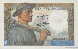 10 Francs MINEUR FRANKREICH  1942 F.08.04 fST