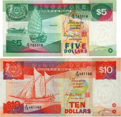5 et 10 Dollars Lot SINGAPOUR  1989 P.19 et P.20