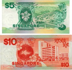 5 et 10 Dollars Lot SINGAPOUR  1989 P.19 et P.20 TTB