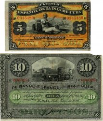 5 et 10 Pesos Lot CUBA  1896 P.048b et P.049d