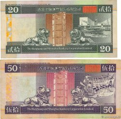 20 et 50 Dollars Lot HONG KONG  1998 P.201d et P.202d F