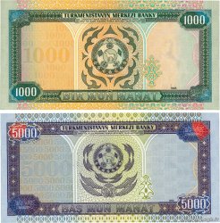 1000 et 5000 Manat Lot TURKMENISTAN  1996 P.08 et P.09 UNC