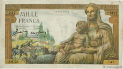 1000 Francs DÉESSE DÉMÉTER FRANCE  1943 F.40.26 TB+