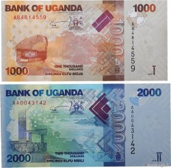 1000 et 2000 Shillings Lot OUGANDA  2010 P.49a et P.50a NEUF