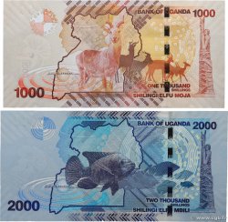 1000 et 2000 Shillings Lot UGANDA  2010 P.49a et P.50a UNC